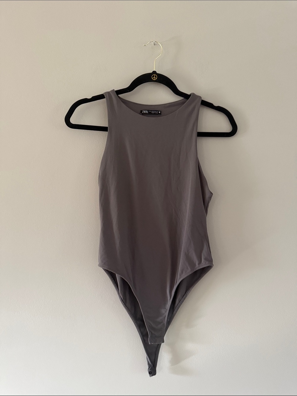 Zara | Gray High-Neck One-Piece Bodysuit